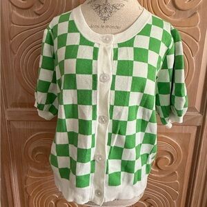 Anthropologie Saint Geraldine
Green and White Checkered
Cardigan Size Large NWT